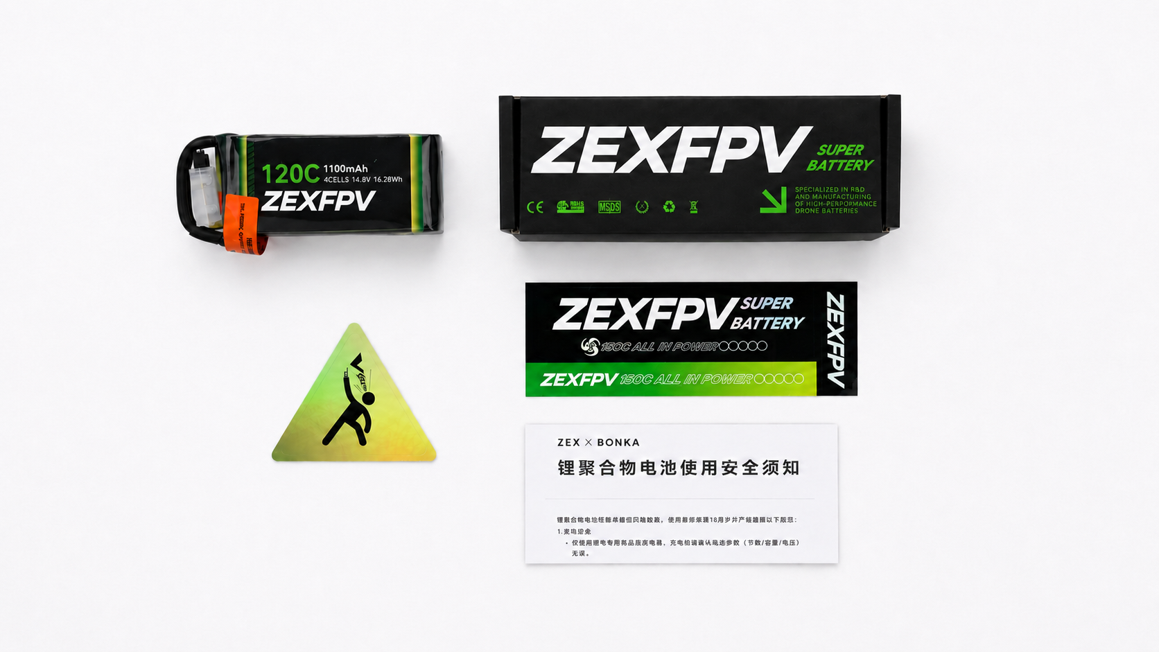 ZEXFPV 1100mAh 4S 14.8V 120C FPV Li-Hv Battery