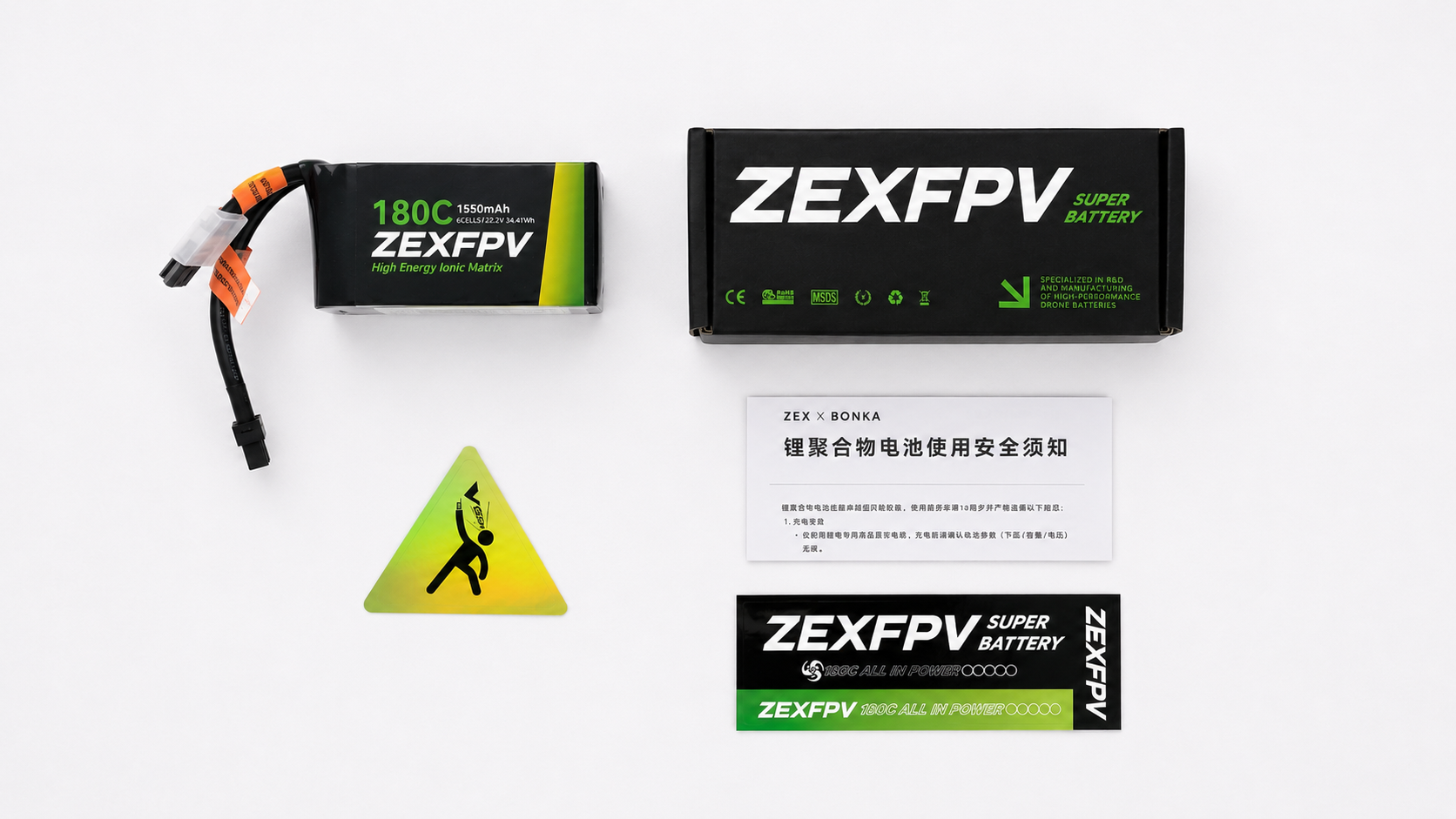 ZEXFPV 1550mAh 6S 22.2V 180C FPV Lipo Battery