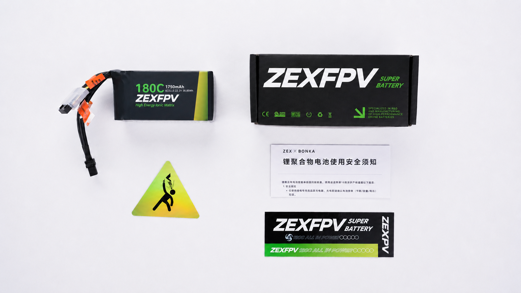 ZEXFPV 1750mAh 6S 22.2V 180C FPV Lipo Battery